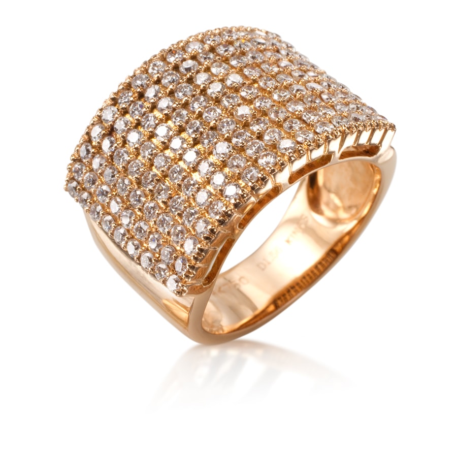 Anillo de oro rosado con brillantes