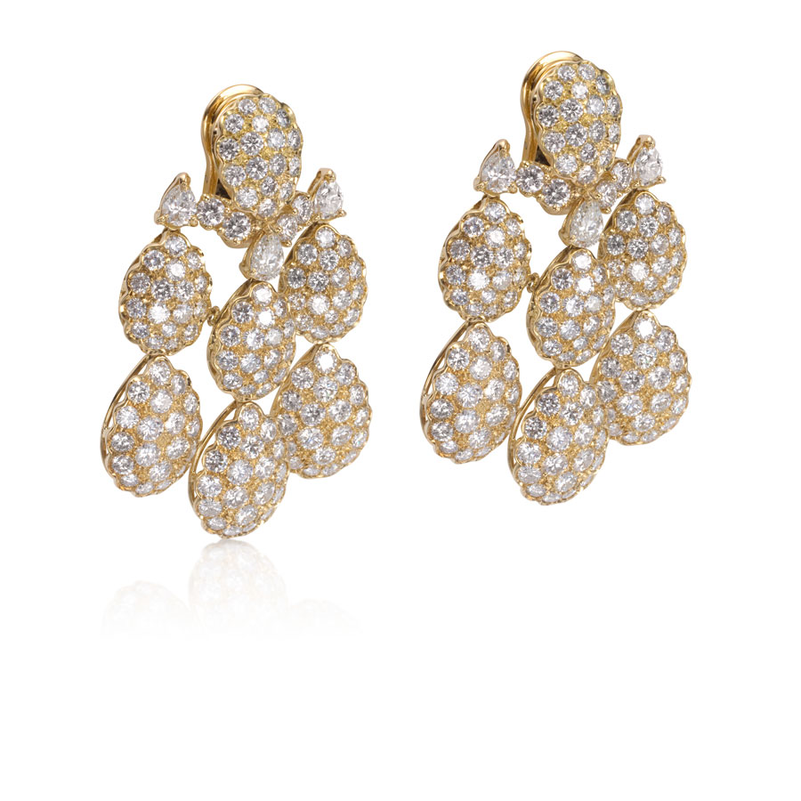 Par de aros Candelabro de oro con brillante