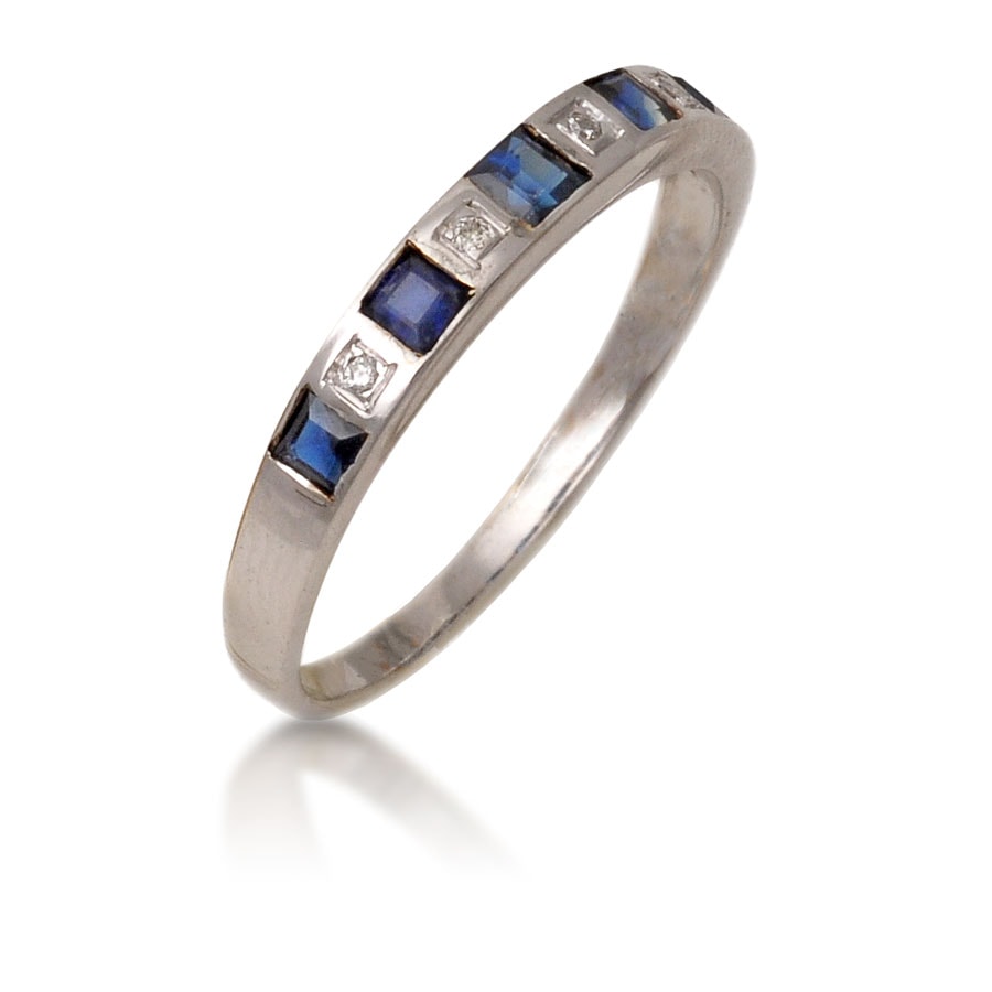 Anillo de oro con zafiros y brillantes - imagen 1