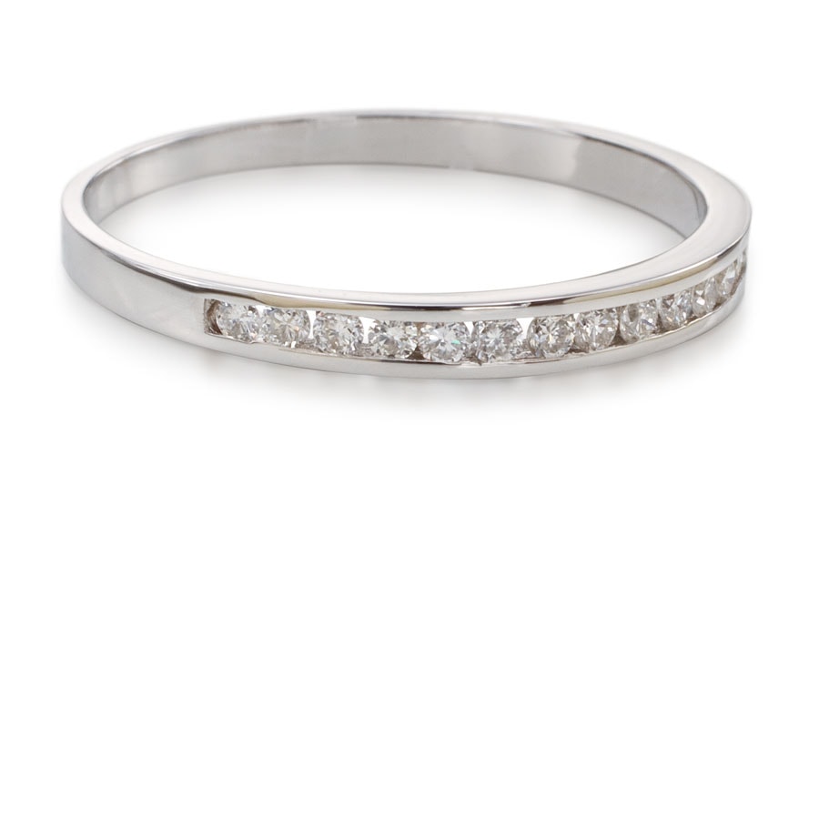 Anillo medio riviere de oro blanco con brillantes - imagen 1