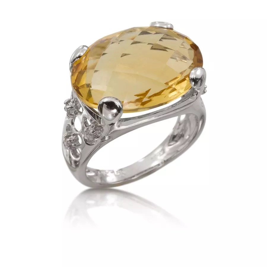 Anillo de oro con citrino y brillantes - imagen 1