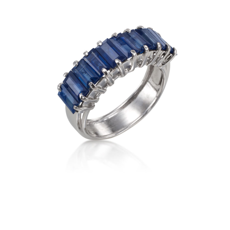 Anillo de oro blanco con zafiros - imagen 1