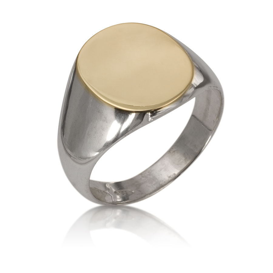 Anillo sello de plata con centro de oro - imagen 1