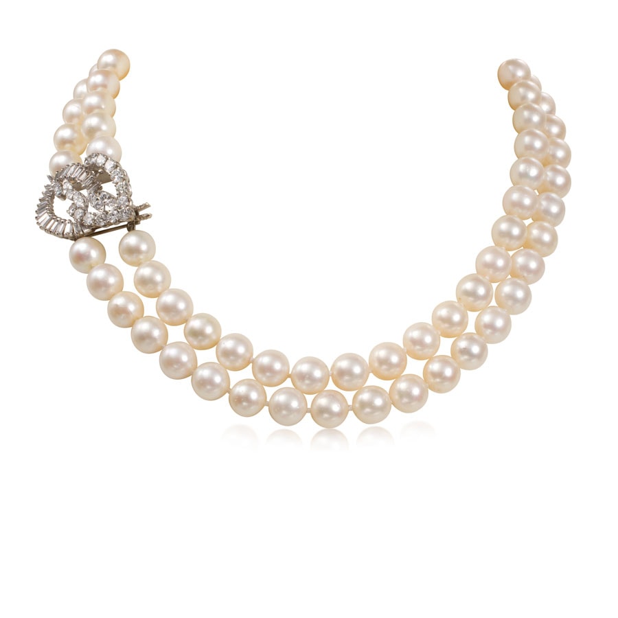 Collar de perlas y brillantes