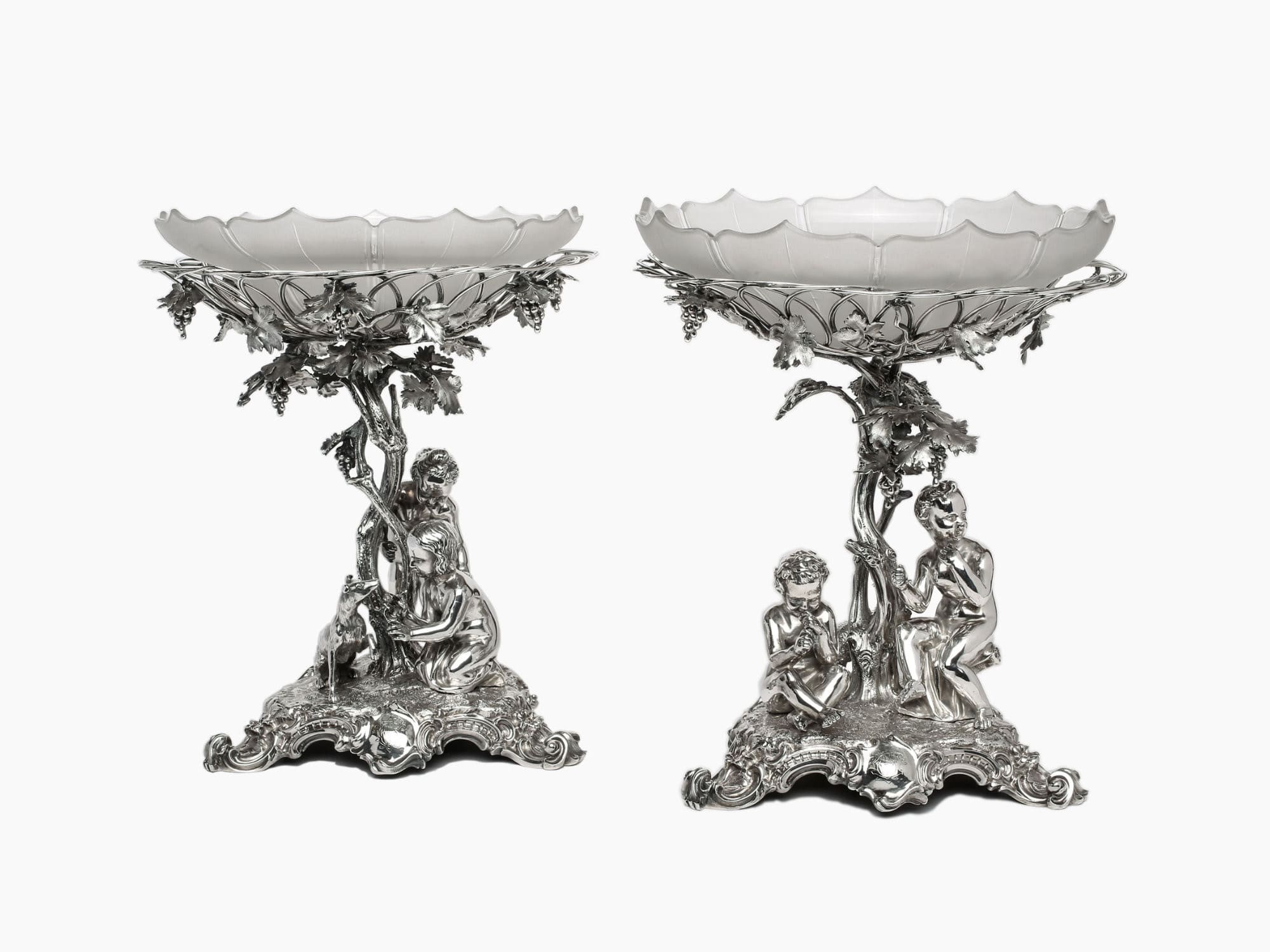 Par de fruteras de plata inglesa