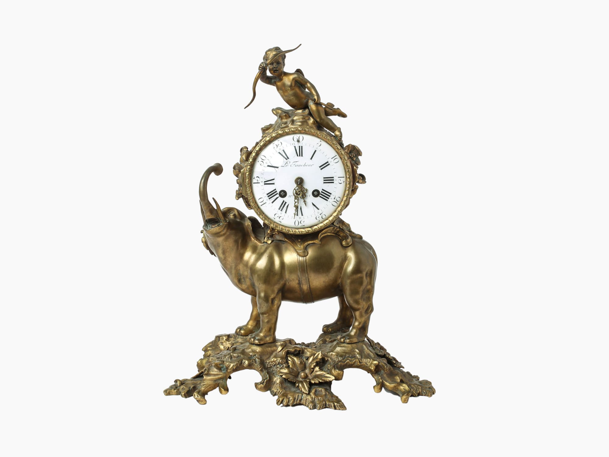 Reloj francés con elefante. De estilo Luis XV