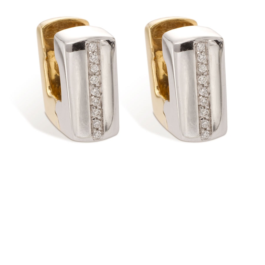 Aros de oro amarillo y blanco con brillantes