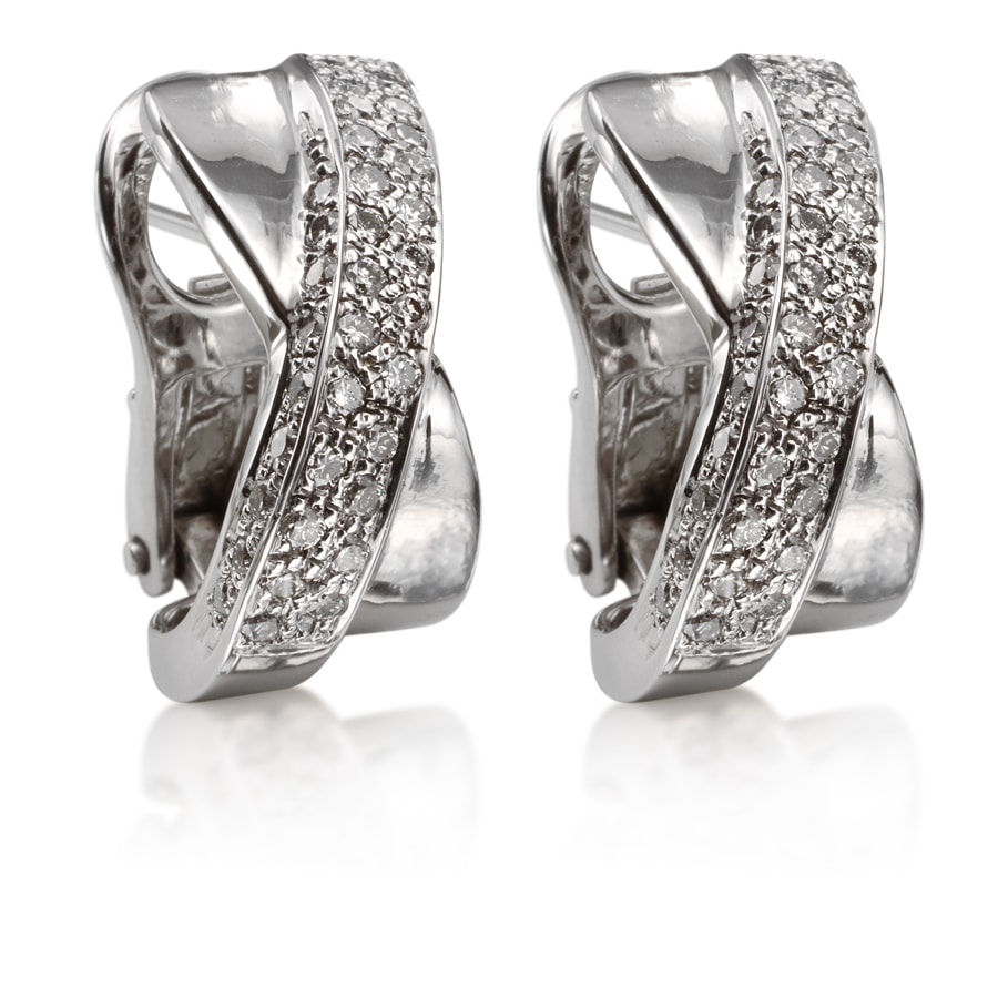 Aros de oro blanco con brillantes - imagen 1