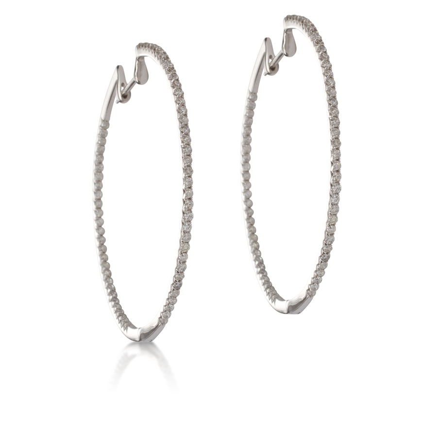 Aros argolla de oro blanco con brillantes - imagen 1