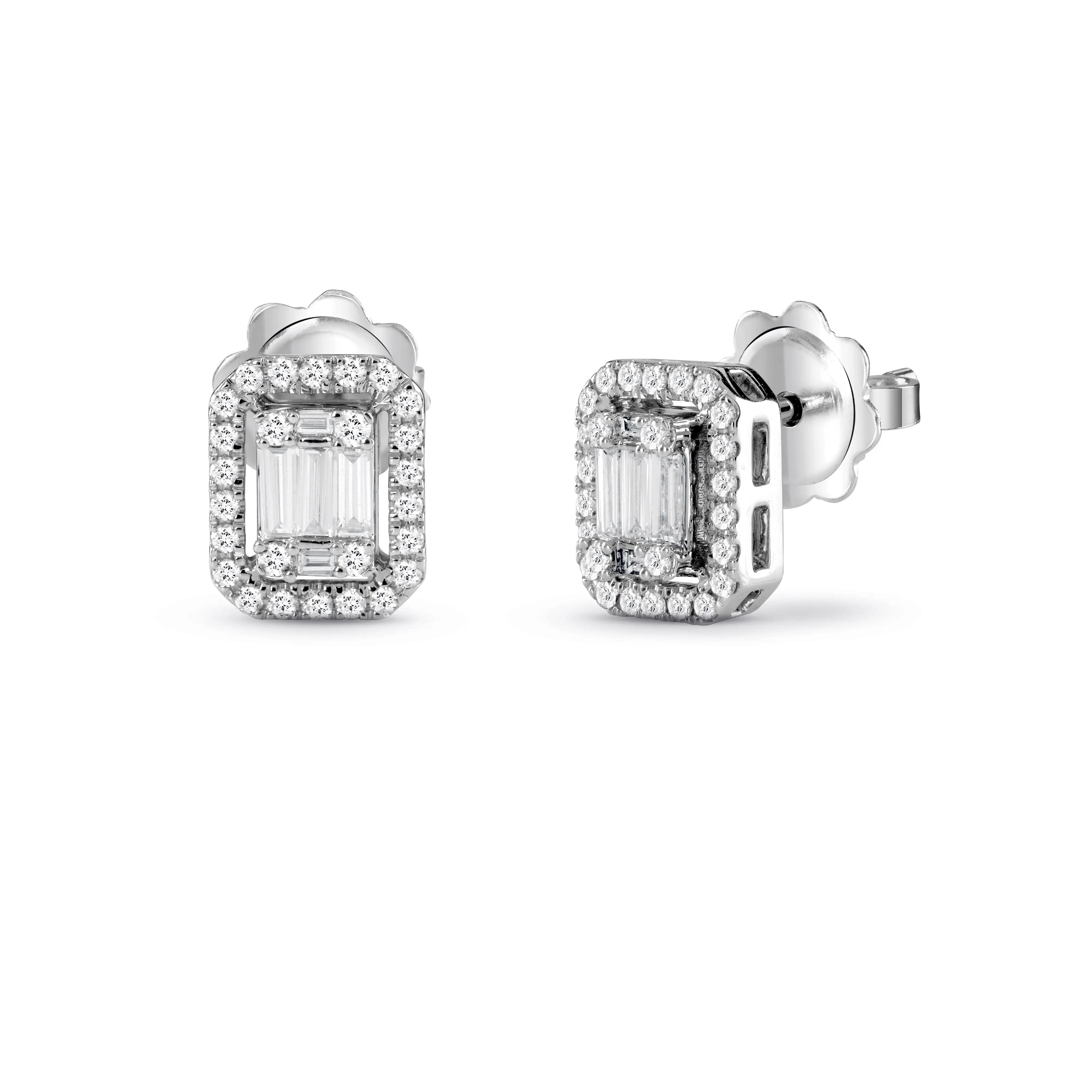 Par de aros de oro blanco con brillantes