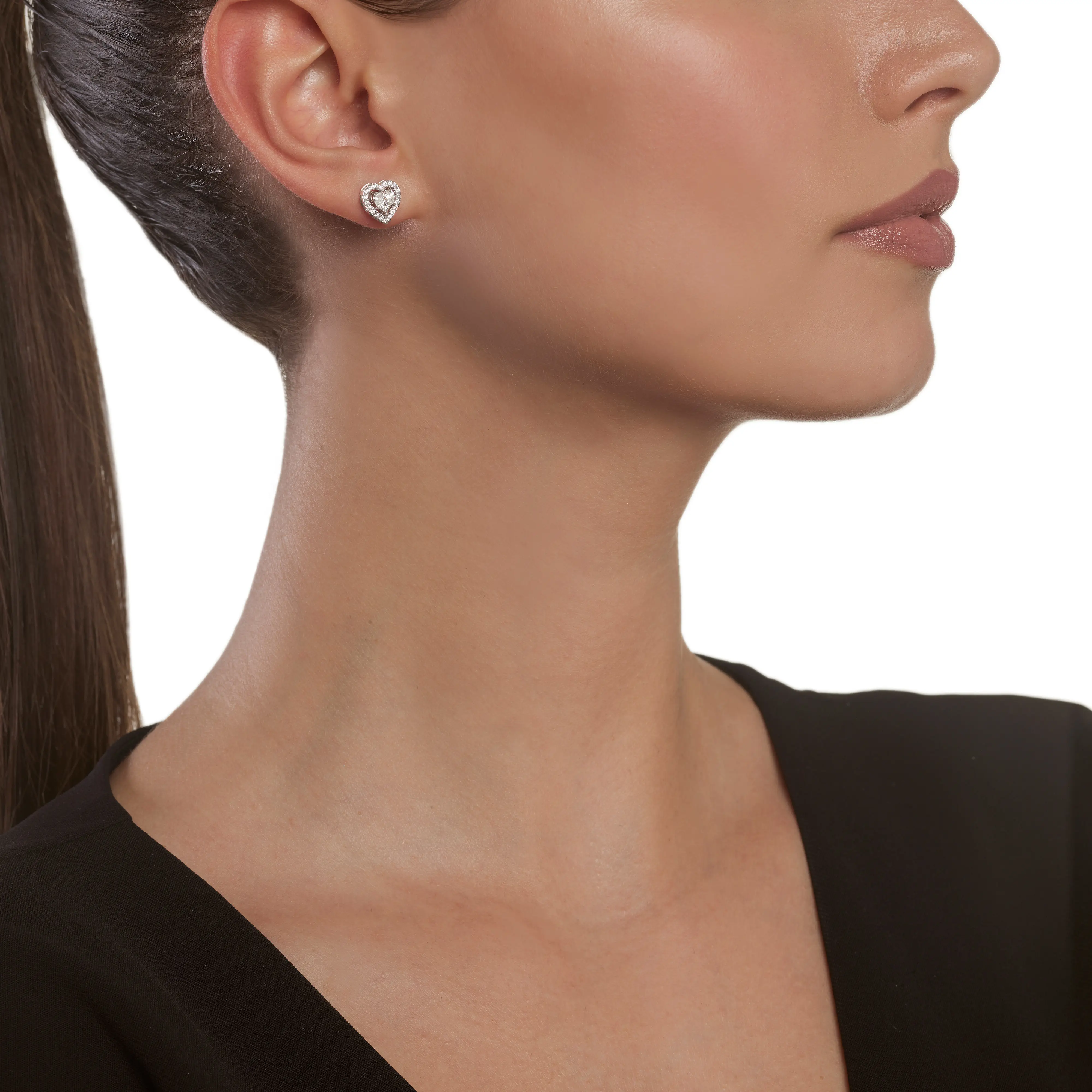 Par de aros de oro blanco con brillantes - imagen 2