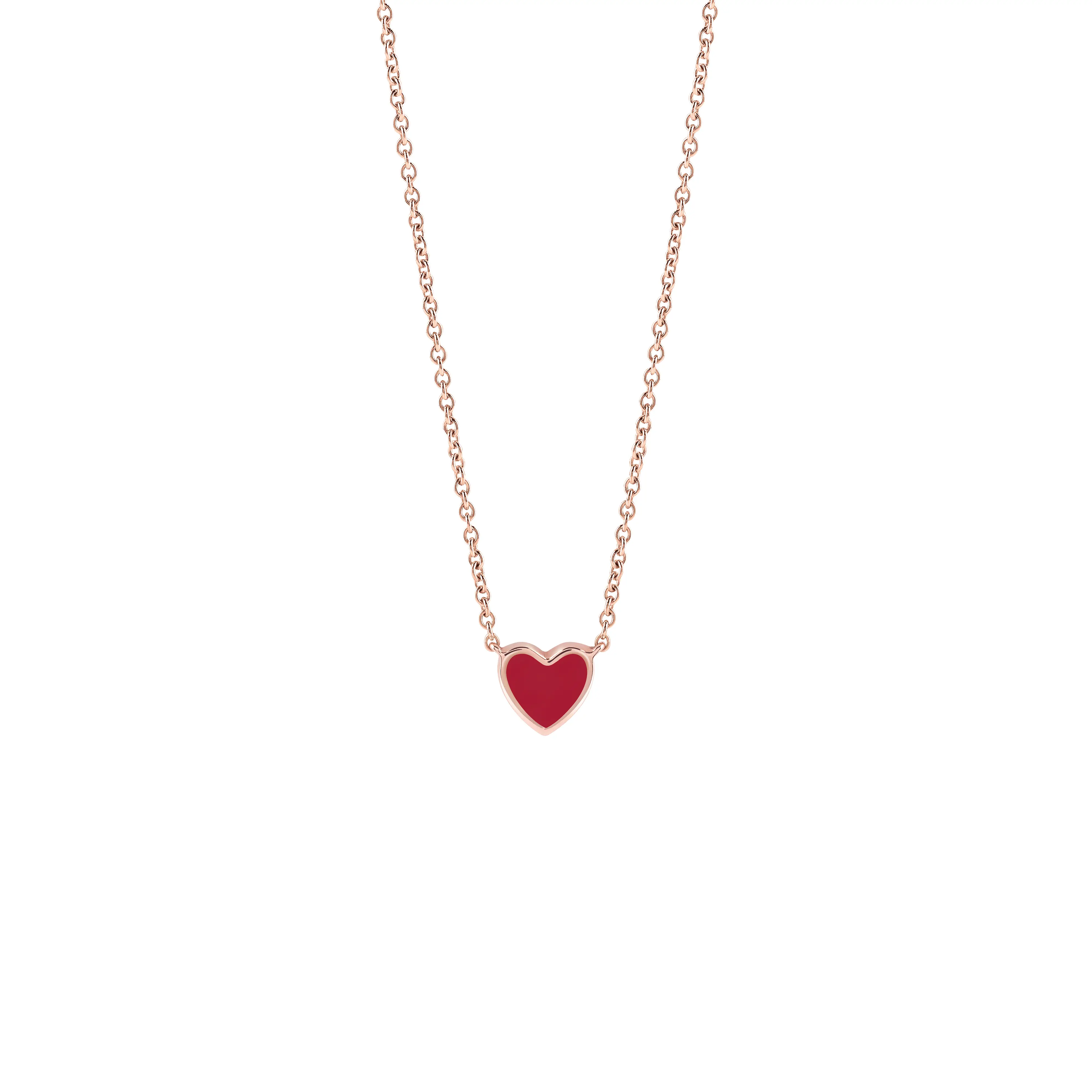 Collar de oro rosado con ceramica roja