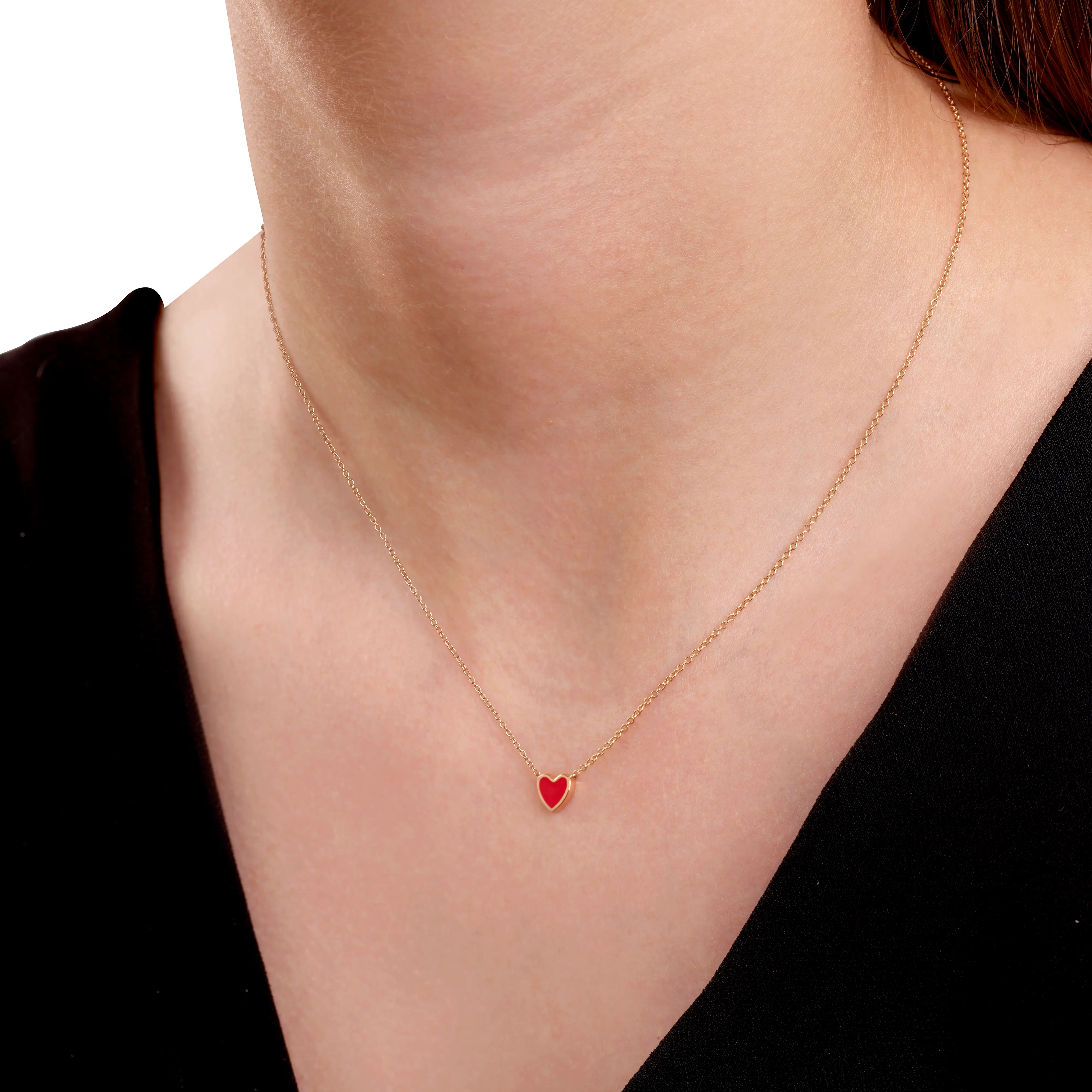 Collar de oro rosado con ceramica roja - imagen 2